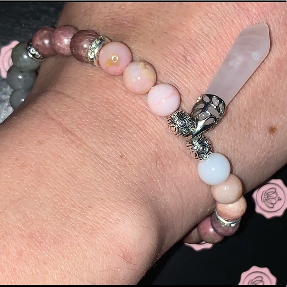 🪬2/$25🪬 New “Ultimate Healer” SS Rose Quartz Point & 8mm Rhodonite Bracelet - Picture 11 of 16